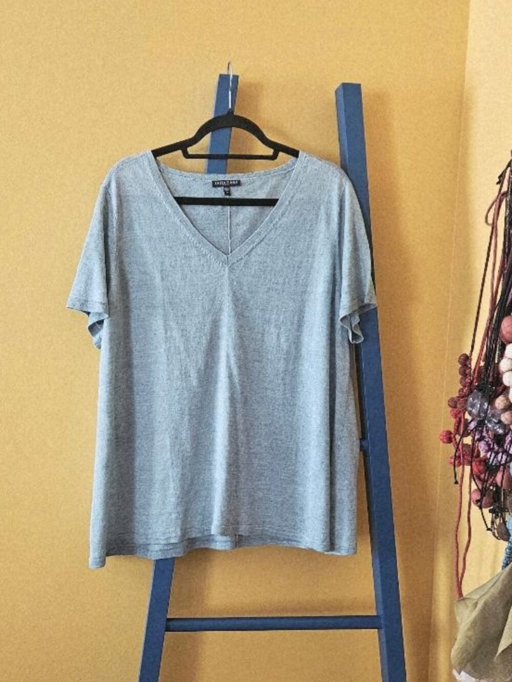 Eileen Fisher Seafoam Linen Short Sleeve Sweater Top